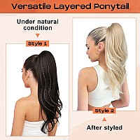 Seikea Versatile Drawstring Ponytail Extension 26 Long Wavy Multi Layered Clip In Ponytail Hair Extensions Stand Up High Fake