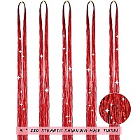 Aifihiyi Hair Tinsel Kit With Tools Red Tinsel Hair Extensions Fairy Hair Tinsel Heat Resistant Sparkling Shinny Glitter Hair E