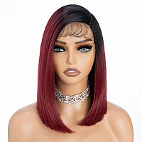 D But Side Part Lace Front Asymmetrical Wigs 13X4X05 Lace Frontal Long Bob Wig Preplucked Natural Hairline With Baby Hair 12