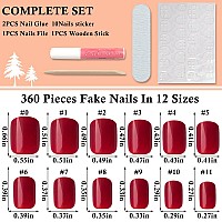 Loveourhome 360Pc Square Press On Nails Short Fake Nails Red Acrylic Press On Nails Square Nail Tips Full Cover Glue Nails Chris