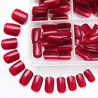 Loveourhome 360Pc Square Press On Nails Short Fake Nails Red Acrylic Press On Nails Square Nail Tips Full Cover Glue Nails Chris