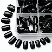 Loveourhome 360Pc Square Press On Nails Short Fake Nails Black Acrylic Press On Nails Square Presson Nail Tips Full Cover Glue N