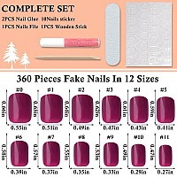 Loveourhome 360Pc Square Press On Nails Short Fake Nails Kids Acrylic Press On Nails Square Presson Nail Tips Full Cover Glue Na