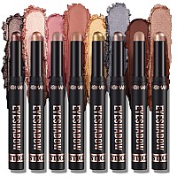 Bestland 8 Pcs Cream Eyeshadow Stick Highlighter Makeup Stick Set Longlasting Waterproof Creaseproof Blendable Eye Shadow A