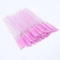 Ilaesh Skinny Mascara Wands Eyebrow Brushes For Lash Extensions Beauty Makeup Tool 50 Pcs Crystal Pink