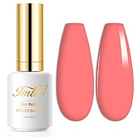 Imtiti Light Coral Gel Nail Polish 05 Fl Oz Coral Orange Color Gel Polish Formanicure Salon Diy Nail Art At Home Gift For Wom