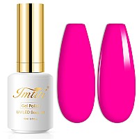 Imtiti Hot Pink Gel Nail Polish 1 Pcs 15Ml Hot Pink Color Gel Polish Uvled Soak Off Nail Art Manicure Salon Diy Nail At Home G