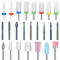 Modelones 24 Pcs Nail Drill Bit Set 332 Ceramic Diamond Carbide Nail Drill Bits Acrylic Gel Nail Bit Kit Cuticle Remover