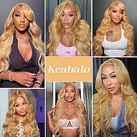 Keabalo Honey Blonde Lace Front Wigs Human Hair Pre Plucked 13X4 Blonde Body Wave Hd Lace Front Wigs Human Hair 180 Density 27