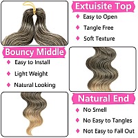 Cookoo 3 Packs Body Wave Braiding Hair 24 Inch Prefeathered Ombre Bouncy French Curl Wavy Braiding Hair Wavy Texture Braids Oce