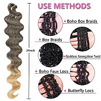 Cookoo 3 Packs Body Wave Braiding Hair 24 Inch Prefeathered Ombre Bouncy French Curl Wavy Braiding Hair Wavy Texture Braids Oce