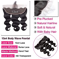 Lemoda 13X6 Frontal 14 Inch Water Wave Hd Transparent Lace Frontals Wet And Wavy Frontal 12A Brazilian Virgin Human Hair Lace Fr