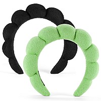 Ztomine 2 Count Hairband Set Of 2 Thick Soft Plush Absorbent Terry Cloth Spa Headbands For Washing Face Or Facial Puffy