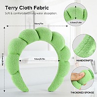 Ztomine 2 Count Hairband Set Of 2 Thick Soft Plush Absorbent Terry Cloth Spa Headbands For Washing Face Or Facial Puffy