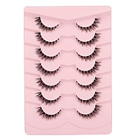 Gmagictobo Natural Lashes Short Wispy Cat Eye False Eyelashes Clear Band Fake Eyelashes Pack 7 Pairs Soft Strips Fake Eye Lashes