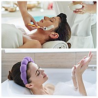 Ztomine Terry Cloth Spa Headbands For Washing Face Or Facial Set Of 2 Black Purple Puffy Makeup Headbands For Face Washing