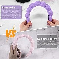 Ztomine Terry Cloth Spa Headbands For Washing Face Or Facial Set Of 2 Black Purple Puffy Makeup Headbands For Face Washing