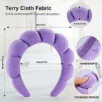 Ztomine Terry Cloth Spa Headbands For Washing Face Or Facial Set Of 2 Black Purple Puffy Makeup Headbands For Face Washing