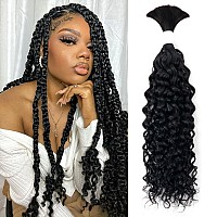 Liqusee Human Braiding Hair 100G One Bundlepack 24 Inch Natural Black Water Wave Curly Human Hair For Braiding No Weft 100 Unp