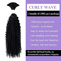 Liqusee Human Braiding Hair 100G One Bundlepack 24 Inch Natural Black Curly Human Hair For Braiding No Weft 100 Unprocessed Br