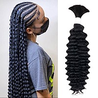 Liqusee Human Braiding Hair 100G One Bundlepack 26 Inch Natural Black Deep Wave Curly Human Hair For Braiding No Weft 100 Unpr