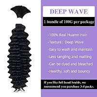 Liqusee Human Braiding Hair 100G One Bundlepack 26 Inch Natural Black Deep Wave Curly Human Hair For Braiding No Weft 100 Unpr