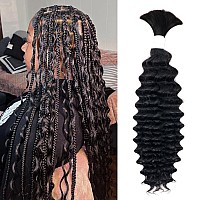 Liqusee Human Braiding Hair 100G One Bundlepack 18 Inch Natural Black Deep Wave Curly Human Hair For Braiding No Weft 100 Unpr