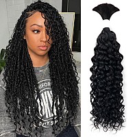 Liqusee Human Braiding Hair 100G One Bundlepack 18 Inch Natural Black Water Wave Curly Human Hair For Braiding No Weft 100 Unp