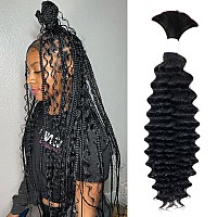 Liqusee Human Braiding Hair 100G One Bundlepack 16 Inch Natural Black Deep Wave Curly Human Hair For Braiding No Weft 100 Unpr