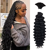 Liqusee Human Braiding Hair 100G One Bundlepack 20 Inch Natural Black Deep Wave Curly Human Hair For Braiding No Weft 100 Unpr