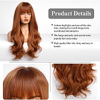 Haircube Auburn Wig With Bangs For Women Auburn Long Wavy Hair Wig Wig Curly Wavy Synthetic Wigs For Girls Daily Party Use