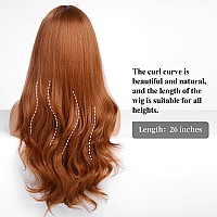 Haircube Auburn Wig With Bangs For Women Auburn Long Wavy Hair Wig Wig Curly Wavy Synthetic Wigs For Girls Daily Party Use