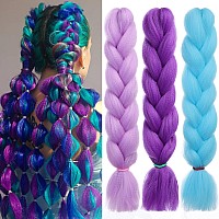 Emmor Jumbo Braiding Hair Extensions 24 Inch High Temperature Synthetic Fiber 3 Pcs Box Braids Braiding Hair Twist Crochet Braid