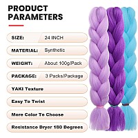 Emmor Jumbo Braiding Hair Extensions 24 Inch High Temperature Synthetic Fiber 3 Pcs Box Braids Braiding Hair Twist Crochet Braid