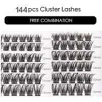 Lash Clusters 144 Pcs Individual Lashes Clusters Eyelash Extensions False Eyelashes Diy Wispy Fluffy Lash Extension Reusable Fal