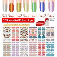 Danneasy 12 Sheets Nail Wraps For Women Gradient Color Nail Polish Stickers Self Adhesive Nail Polish Strips Gel Nail Strips Fin