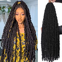 Leeven 40 Inch Long Butterfly Locs Crochet Hair For Black Women 6 Packs Pretwisted Crochet Butterfly Braids Locs Natural Black