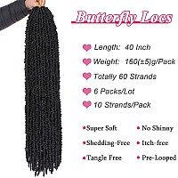 Leeven 40 Inch Long Butterfly Locs Crochet Hair For Black Women 6 Packs Pretwisted Crochet Butterfly Braids Locs Natural Black