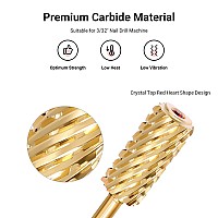 Melodysusie Crystal Top Red Heart Shape Nail Drill Bits 332 Large Barrel Carbide Bits Suitable For Manicure Pedicure Cuticl