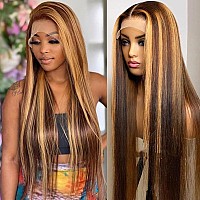 427 Highlight Ombre Lace Front Wig Human Hair Pre Plucked 250 Density 134 Hd Straight Honey Blonde Lace Front Wig Human Hair