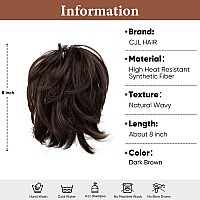 Cjl Hair Claw Clip Short Ponytail Hair Extensions Bendable Metals Messy Bun Hair Piece Wavy Curly Fake Hairpieces Dark Brown S