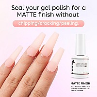 Nicedeco Gel No Wipe Matte Top Coat 15Ml Soak Off Matte Finish Long Lasting Diy Home Nail Salon