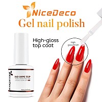 Nicedeco Gel Nail Polish Top Coat 15Ml No Wipe Top Coat High Gloss Shiny Long Lasting Home Diy Professional Manicure