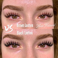 Brown Lashes Strip Natural Looking Cat Eye Lashes Brown Eyelashes Wispy Fluffy Clear Band Brown Eye Lash Pack 8 Pairs