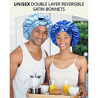 Satin Bonnet Silk Hair Bonnets For Women Curly Hair Wrap For Sleeping Cap Reversible Bonnet With Tie Band Night Cap Double Layer