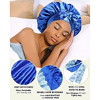 Satin Bonnet Silk Hair Bonnets For Women Curly Hair Wrap For Sleeping Cap Reversible Bonnet With Tie Band Night Cap Double Layer