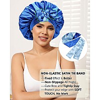 Satin Bonnet Silk Hair Bonnets For Women Curly Hair Wrap For Sleeping Cap Reversible Bonnet With Tie Band Night Cap Double Layer