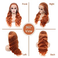 Fashion Plus Ginger Orange Lace Front Wigs Human Hair Body Wave 13X4 Hd Transparent Lace Frontal Wigs Human Hair Pre Plucked Bra