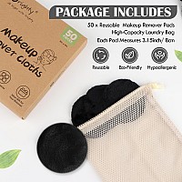 Orighty Microfiber Makeup Remover Pads 50 Count Makeup Remover Cloths With Laundry Bag Remove Makeup Just With Water Reusable