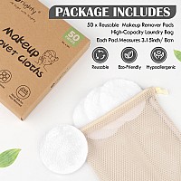 Orighty Microfiber Makeup Remover Pads 50 Count Makeup Remover Cloths With Laundry Bag Remove Makeup Just With Water Reusable